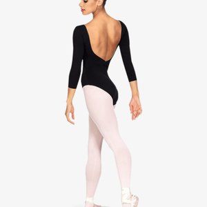 BLOCH 3/4 Sleeve V-Front Leotard - Adult Small, Black